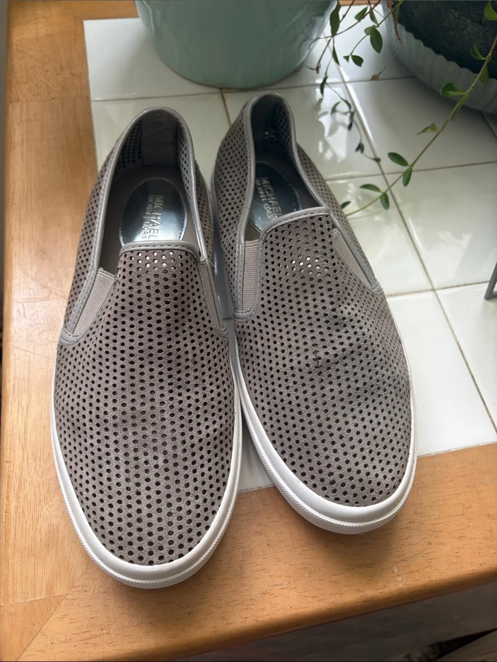 Michael Kors Women’s Grey Slip-On Perforated Sneakers